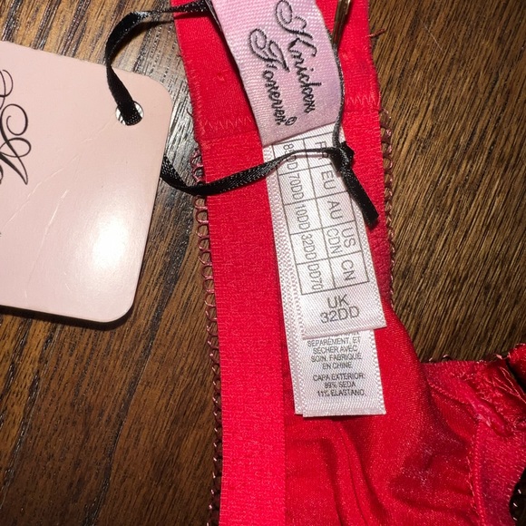 NWT Agent Provocateur Felinda Red Silk Bra, 32DD - Picture 7 of 11